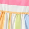 Één-stuks 2022 Pasgeboren babykleding Zomer Babymeisje Outfit Kleurrijke regenboog Gestreepte Vliegende Mouw Baby Rompers Cool Baby Jumpsuits 018m