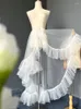 Rokken asymmetrische zoete lolita ruches mesh zie door rok voor vrouwen schattig gordijn pure deksel dun lang