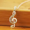 Pendant Necklaces Silver Color Crystal Elegant Musical Note Necklace For Women Luxury Fashion Wedding Accessories Jewelry Gifts