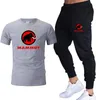 Trainingspakken voor heren in bijpassende Summer Stad Street Smooth Cotton T-Shirt Brand Set Sportswear Fitness Tops Leisure Pant 2pcs Actieve Doek