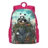 Backpack Panda 3D Animal Big Scene University Backpacks Men colorido Large High School Saco de lazer Rucksack