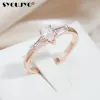Band Syoujyo Simple Natural Zircon Rings for Women 585 Rose Gold Color Luxury Bride Wedding Jewelry