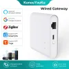 Kontroll Tuya Zigbee 3.0 Gateway Hub Smart RJ45 Wired Gateway Bridge Voice Control fungerar med Alexa Google Home Assistant Smart Life App