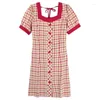 Abiti casual Donne a maniche corte Mini plaid abbo