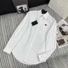 Women's Blouses & Shirts Designer New Polo Collar Long sleeved Shirt Classic Inverted Triangle Logo Versatile Single Pocket Western Style 1PWK