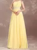 Party Dresses Light Yellow Evening Dress With Beads One Shoulder A-line Floor Length Gown For Special Occations