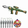 Gun Toys Children Bullet Foam Pistolet Toy Wojskowy Rakieta z kulami dla chłopców dla dzieci gry na świeżym powietrzu Prezent2404
