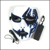 Scary Halloween Led Ups Masks Party Mask Neon Light Costume El Wire Face Glow Maske Festival Carnival Decoration Drop Delivery Dhqhy e