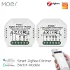 컨트롤 Moes Mini DIY Tuya Zigbee Smart 1/2 갱단 조명 디머 스위치 모듈 허브 필수 스마트 라이프 앱 Alexa Google Home Voice Control