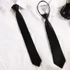 Bow Ties Black Simple Clip On Tie Security Zipper Uniform Shirt Suit Neckties Steward Matte Lazy Men Versatile Neck Women Student