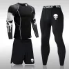 Defina o traje esportivo de corrida masculino MMA Rashgard Male Male rápido Sportswear Clothing Clothing Fitness Training Kit Térmico Roupa Térmica