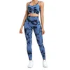 Chrleisure Women Tie Dye Yoga Set Seamless Fitness Suit Legging con il reggiseno da corsa Activewear Female Elastic Gym Wear 240415