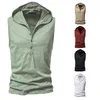 Men's Tank Tops Gym Casual All-match Hooded Vest Sleeveless Sweatshirt Solid Color Fitness Sports