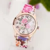 Montre-bracelets Casual Fashion Watch Imprimé Silicone STRAP HORDE LURXE Quartz Dames Watchs Fleurs Flower Match Multi-Color Wristwatch Reloj 240423