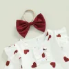 Set Mababy 018m San Valentino per bambini Bambini neonate Bash Girl Girl Set Knit Heart Fenper Bow Griva a rano