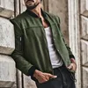 Men's Jackets Faux Suede Men Jacket Spring Coat Stand Collar Color Matching Single-breasted Male Bomber Windbreaker Coats