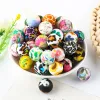Strands Sunrony 50500pcs 15mm Round Leopard Printed Silicone Beads For Jewelry Making Bulk Beads Use On Pen Charms For Bracelet