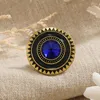 Rings Cluster Fashion retrò di colore oro anticato Boemia Deep Blue Stone Regolable for Women Party Jewelry