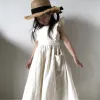 Setler kızlar elbise prenses elbise keten kız kıyafetler ins tatlı yürümeye başlayan çocuk kız elbiseler gündelik Japonya Kore moda kıyafetleri