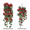 装飾的な花壁の装飾のためにぶら下がっている人工花rattan偽の植物がガーランドのロマンチックな結婚式を去る