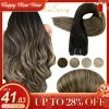 Weft Vesunny Real Hair Weft Bundles Remy Weft Hair Extensions Balayage Weave Hair Extensions Sew In Hair Extensions 100G＃1B/6/27