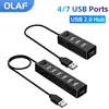 4/7 portar USB Hub 2.0 Adapter Expander High Speed ​​Multi Splitter med Switch Multiple Extender för dator bärbar dator