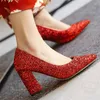 Chaussures habillées talons hauts femmes paillettes brillantes or argenté blancs rouges pompes rouges stiletto féminin de fête de fête petite taille plus taille 32 - 48