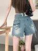 S-XL Womens Mini Denim Short High Weist Female Summer Summer Ladies Tassel Color Patchwork Blue Shorts Jeans for Womensl60037 240418