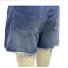 Sommer Mode Euro-American Style Denim Blue Knickers Women High Taille Abrade Broken Loch Cowboy Shorts 240418