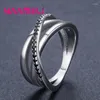 Cluster Rings 925 Sterling Silver Metal Punk Cross Original Design Black Crystal Jewelry For Women Men Party Accessories Gift