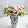 Fiori decorativi 32 cm 5 teste berry artificiale rosa bianca fiore di seta bouquet per il giardino del matrimonio feste