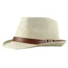 Berets Men Sun Hat Cool Curled Edge Straw Decorative