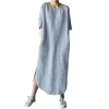 Pillows Linen Loose Maternity Tops Dresses for Pregnant Women Pleated Short Sleeve Dress Vestidos Outfits Pregnancy Clothing Plus Size