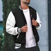 Herrenjacken Farbe Block Varsity Jacke Casual Baseball Coat normaler Fitcollege Hipster Windbreaker für den Frühling Herbst