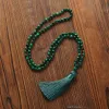Colliers 6 mm Natural Green Tiger Eye Bead Knot 108 Mala Collier Meditation Yoga Prayer Bijoux pour hommes et femmes