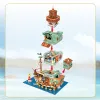 Accessoires Creative Harbor Hotel Old Fishing House Ship Modell Bausteine Street View Lighthouse Hausboot mit leichten Mini -Ziegelspielzeugen