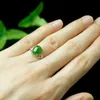 Designer Rings Inlaid Egg Face and Tian Bi Jade New Style Pure Silver Vintage Adjustable Women's Ring Noble and Dignified Appropriate Gifts for Elders