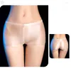 Frauenhöhe sexy Passion Sex Unterwäsche Frauen Öl glänzende Boxer -Briefs Hochglänzende Zip Open Erotische Dessous Versuchung Sheer Mesh Underpants