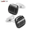 Links SAVOYSHI Classic Black Cufflinks For Mens Shirt Cuff Buttons High Quality Square Brand Cuff Links Gift Jewelry Free Shipping