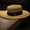 Solhattar Small Bee Straw Hat European och American Retro Gold Flätad hatt Kvinnlig lös solskyddsmedel Solskade Flat Cap Visirs Hattar 240412