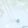 Hänge halsband koreansk modepersonlighetsstjärna halsband blå konstgjord kristall elegant tjej klavikelkedja
