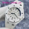 AP Diving Wrist Watch Royal Oak Offshore Series 15707CB White Ceramic Mens Watch with Blue and White Color Matching Automatic Mechanical Watch 42mm