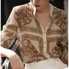 Kadınlar bluzları LiGiGUIYUE İpek Vintage Mahkemesi Baskı Kadınlar Yaz Gevşek Tek Göğüs Uzun Kollu Gömlek Çabuk Zarif Pist Z138