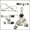 Dog Collars Leashes Classic Plaid Pattern Dog Harness Leashes Set Designer Collars With Charm And Bell Luxury Leather Pet Leash For Dhwk6