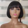 Perruques courte courte bob avec frange cheveux raides bob perruques brésilienes brésilien perruque de cheveux remy la machine complète faite de perruque pour femmes sans glueless bob perruque