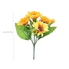 Fiori decorativi 4 mazzi di girasoli artificiali bouquet decorazioni in seta con steli giallo finta sole ringraziamento