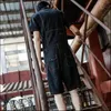 Män oöverträffar Multi-Pocket Tooling Jumpsuit män Bomull och linne kortärmade set Slim Mens Shorts Onesies Original Summer 240410