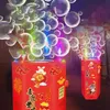 Máquina de burbujas de fuegos artificiales Soplador automático de burbujas con luces coloridas Máquina de burbujas portátiles para suministro de fiesta de cumpleaños de año 240415