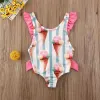 Swimwear Toddler Girls Swimsuit For Kids 14 Year Striped Swimwear Swimming Children Backless Bikini Newborn Baby One Piece Bathing Suit