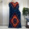 Ethnic Clothing 2024 Summer Africn Femme Short Sleeve Dress Big Scarf Cotton Printed Loose Robe Boubou Kaftan Muslim Women Abaya